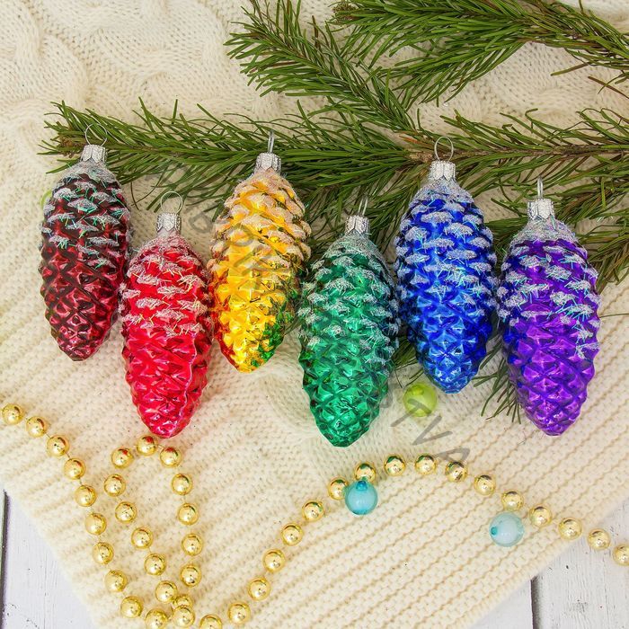 Ёлочные игрушки «Сосновый бор» (набор 6 шт.) d=8 см