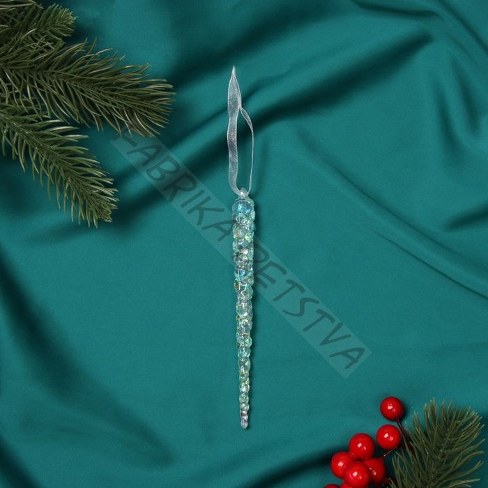 Ёлочная игрушка «Зимнее волшебство. Сосулька», 14.5x1 см, голубой перелив