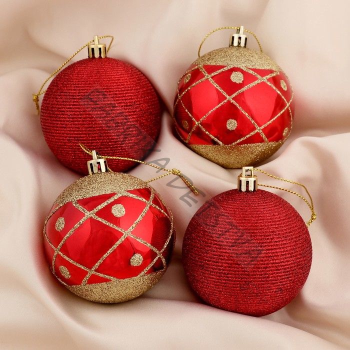 Ёлочные игрушки «Ниола», шары новогодние, d=7 см, набор 4 шт., красный