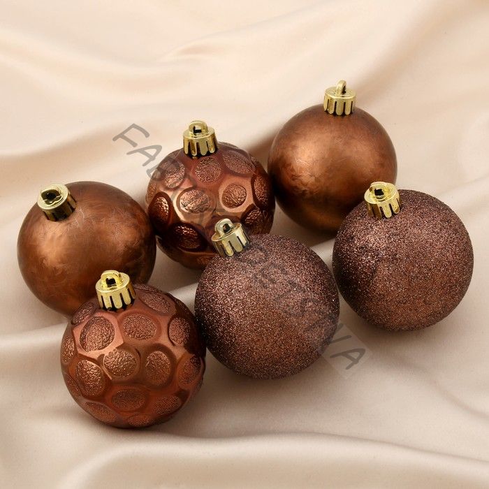Ёлочные игрушки «Марокко», шары новогодние, набор d=6 см, 6 шт., коричневый