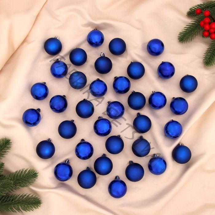 Ёлочные игрушки «Однотонный», шары новогодние, набор 36 шт., d=4 см, синий