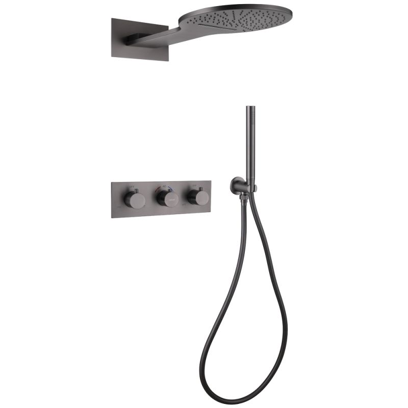 Душевая система ABBER Wasser Kreis AF8151NG скрытого монтажа без излива, термостат, никель