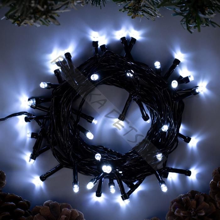 Гирлянда «Нить» 5 м, IP20, тёмная нить, 50 LED, 8 режимов, 220 В, свечение белое