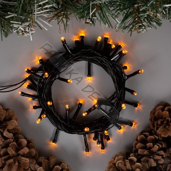 Гирлянда «Нить» 5 м, IP20, тёмная нить, 50 LED, 8 режимов, 220 В, свечение жёлтое