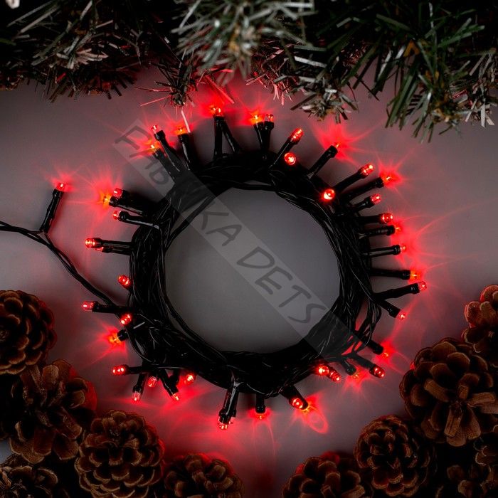 Гирлянда «Нить» 5 м, IP20, тёмная нить, 50 LED, 8 режимов, 220 В, свечение красное