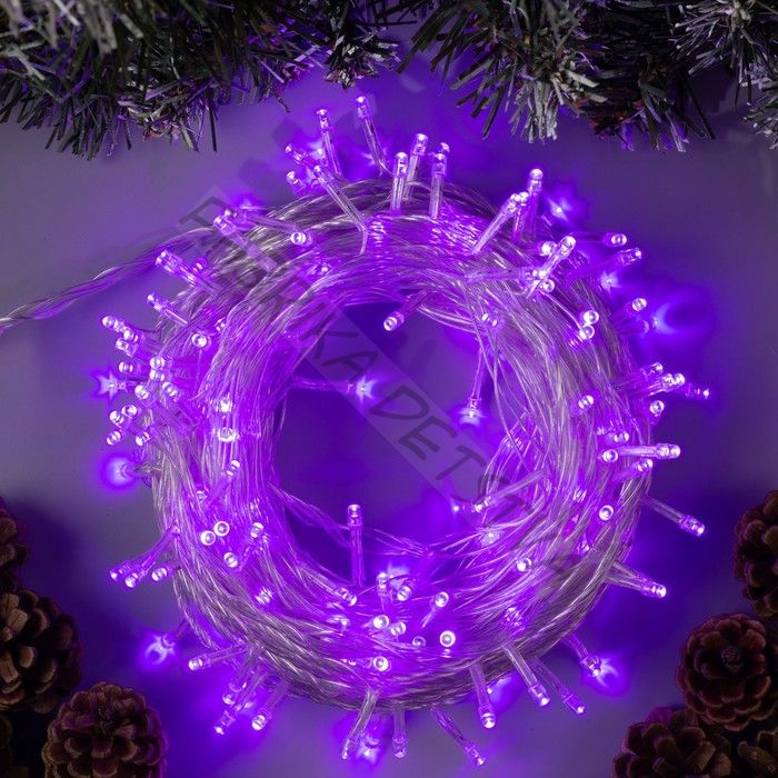 Гирлянда «Нить» 20 м, IP20, прозрачная нить, 200 LED, свечение фиолетовое, 8 режимов, 220 В