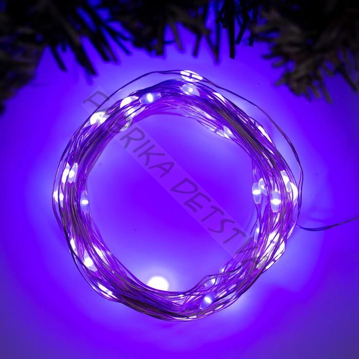 Гирлянда «Нить» 10 м роса, IP20, серебристая нить, 100 LED, свечение фиолетовое, 12 В