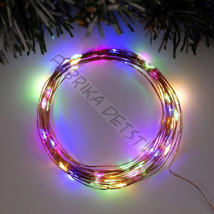 Гирлянда «Нить» 5 м роса, IP20, медная нить, 50 LED, свечение мульти, USB