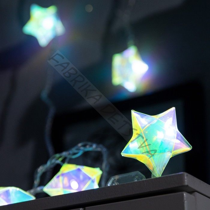 Гирлянда «Нить» 2.5 м с насадками «Звёзды», IP20, прозрачная нить, 10 LED, свечение белое, 220 В