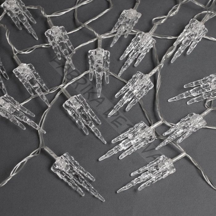 Гирлянда «Нить» 5 м с насадками «Льдинка», IP20, прозрачная нить, 20 LED, свечение мульти (RG/RB), мигание, 220 В