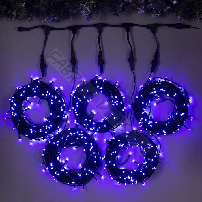 Гирлянда «Клип-лайт» 5 нитей по 20 м, IP44, УМС, тёмная нить, 665 LED, свечение фиолетовое, 24 В