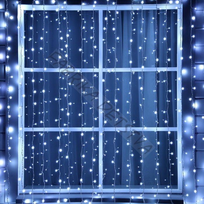 Гирлянда «Занавес» 2 x 3 м, IP44, УМС, белая нить, 760 SMD-LED, свечение белое, 220 В