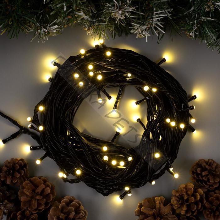 Гирлянда «Нить» 10 м, IP44, УМС, тёмная нить, 72 SMD-LED, свечение тёплое белое, 220 В