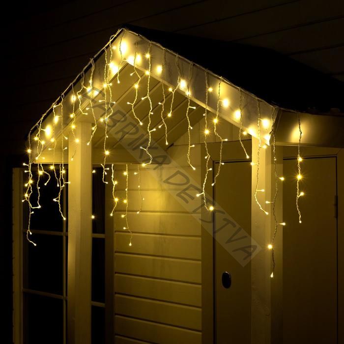 Гирлянда «Бахрома» 3 x 0.6 м, IP44, УМС, белая нить, 160 SMD-LED, свечение тёплое белое, 220 В