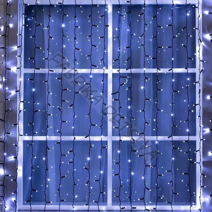 Гирлянда «Занавес» 2 x 6 м, IP65, УМС, тёмная нить, 1440 LED, свечение белое, 220 В