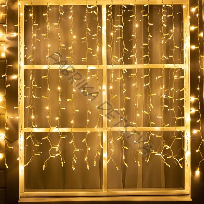 Гирлянда «Занавес» 2 х 1.5 м, IP65, УМС, белая нить, 360 LED, свечение тёплое белое, 220 В