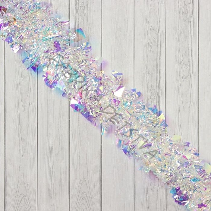 Мишура новогодняя «Зимнее волшебство. Праздничный отблеск», классика, d=8 см, 200 см, перламутровый прозрачный (10 штук)