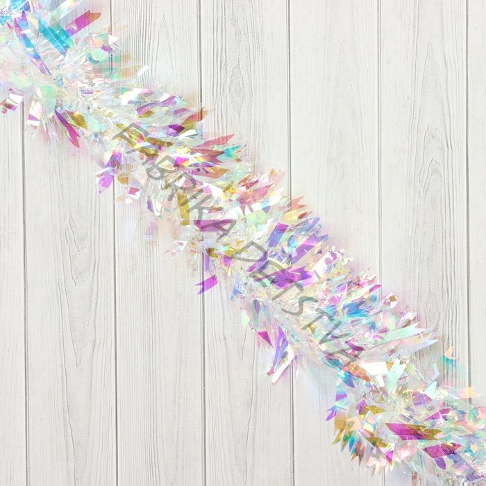 Мишура новогодняя «Зимнее волшебство. Праздничный отблеск», острые края, d=7 см, 200 см, перламутровый прозрачный (10 штук)