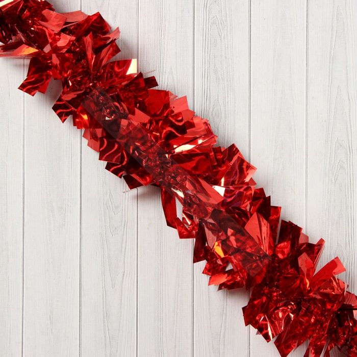 Мишура новогодняя «Зимнее волшебство. Праздничные блики», d=9 см, 200 см, красный (10 штук)