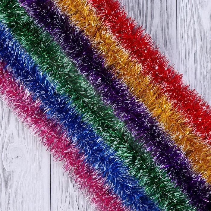 Мишура новогодняя «Иней» d=5 см, L- 200 см, МИКС (10 штук)