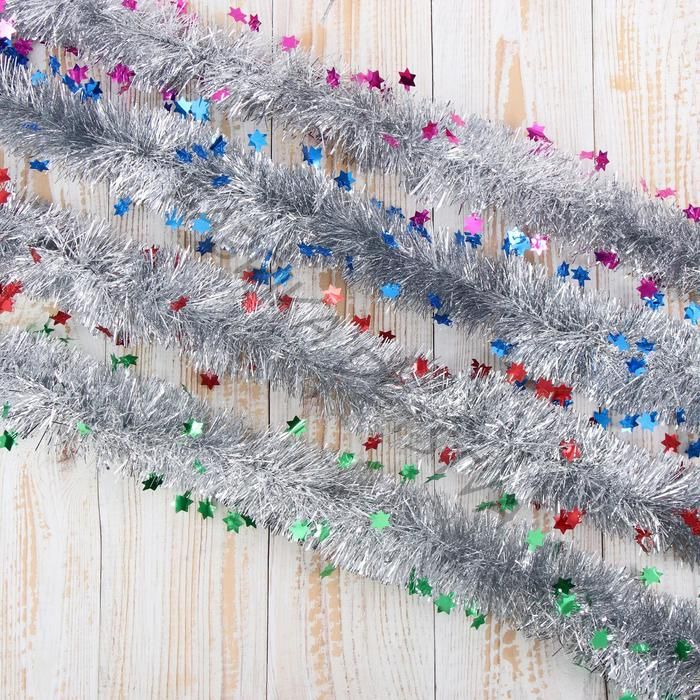 Мишура новогодняя «Зимнее волшебство. Переплёт», звездочки, d=5 см, 200 см, МИКС (10 штук)