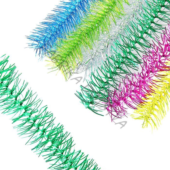 Мишура новогодняя «Пушистая» d=3.5 см, L-200 см, МИКС (10 штук)