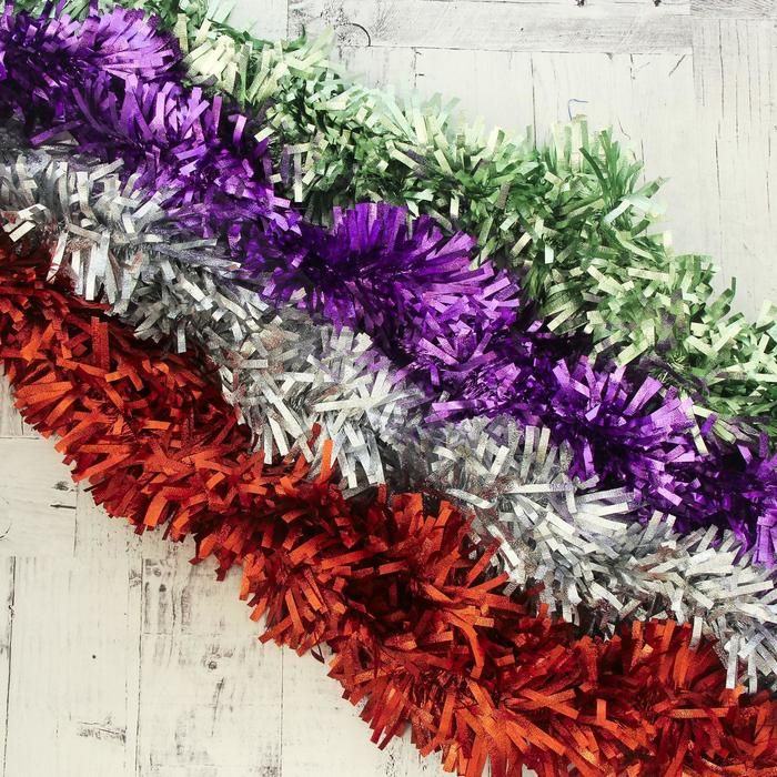 Мишура новогодняя «Зимнее волшебство. Мега», блеск, d=9 см, 200 см, МИКС (10 штук)