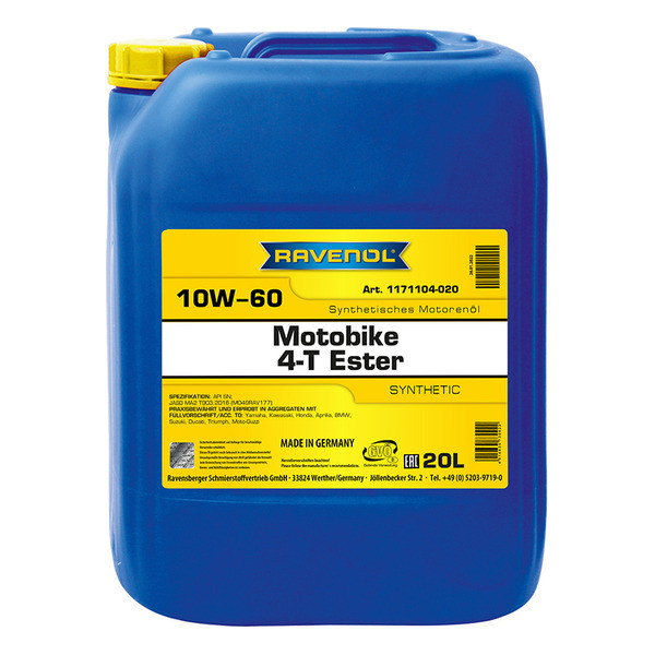 Ravenol Motobike 4-T Ester 10W-60, 20л