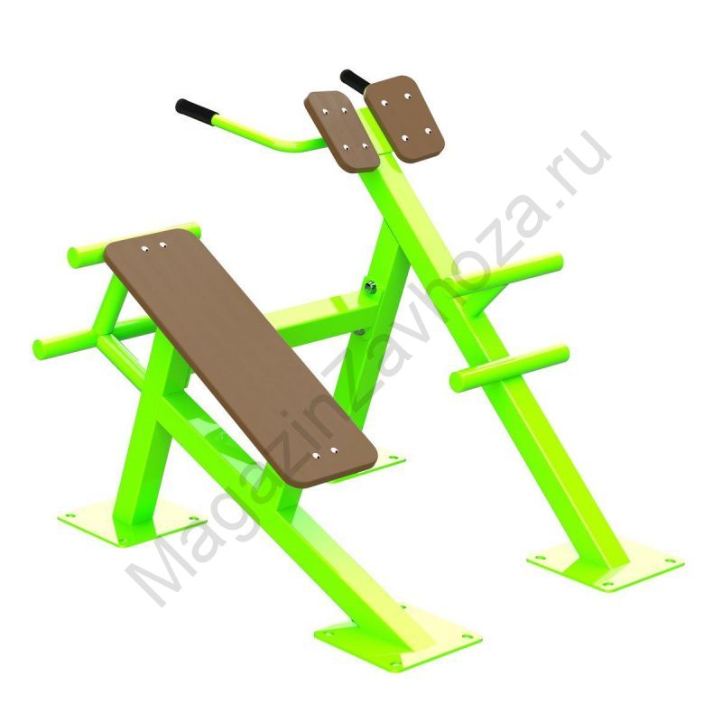 Fix-1709 Уличный тренажер Скамья для пресса + гиперэкстензия