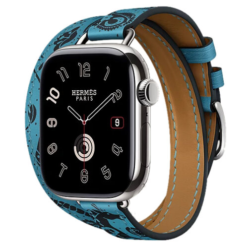 Apple Watch Series 11 Hermes 42 mm Attelage Double Tour Animaux Bandana Bleu Du Nord