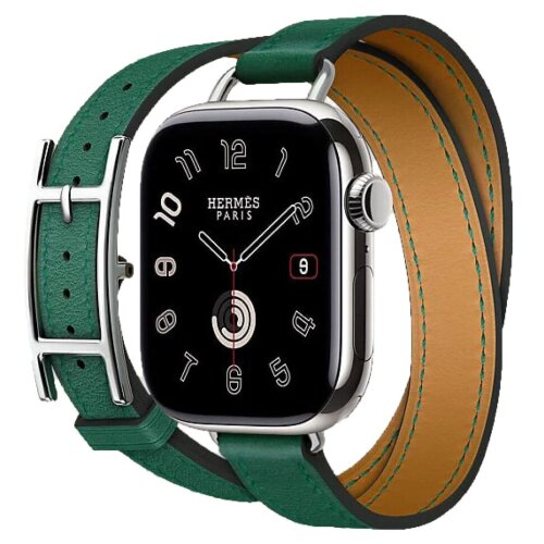 Apple Watch Series 11 Hermes 42 mm Hapi Attelage Double Tour Vert Moyen