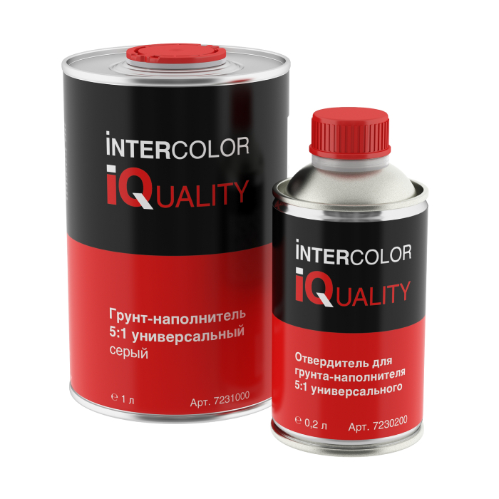 IQ Грунт-наполнитель 5:1 универсальный серый с отвердителем объем 1л.