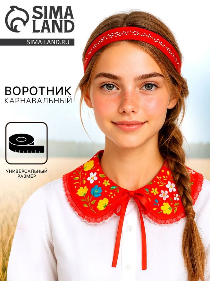 Карнавальный воротник «Народная краса» красный
