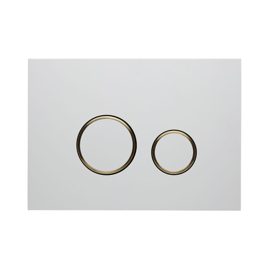 Белая клавиша для смыва KKPOL Aquafiori Sfera 350/AFS/057-30-00 с золотыми элементами ФОТО