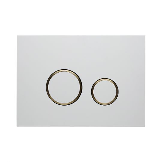 Белая клавиша для смыва KKPOL Aquafiori Sfera 350/AFS/057-30-00 с золотыми элементами схема 2