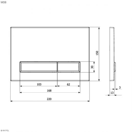 Смывная клавиша KKPOL M08 350/PPZ/049-00-00 золото брашированное схема 2