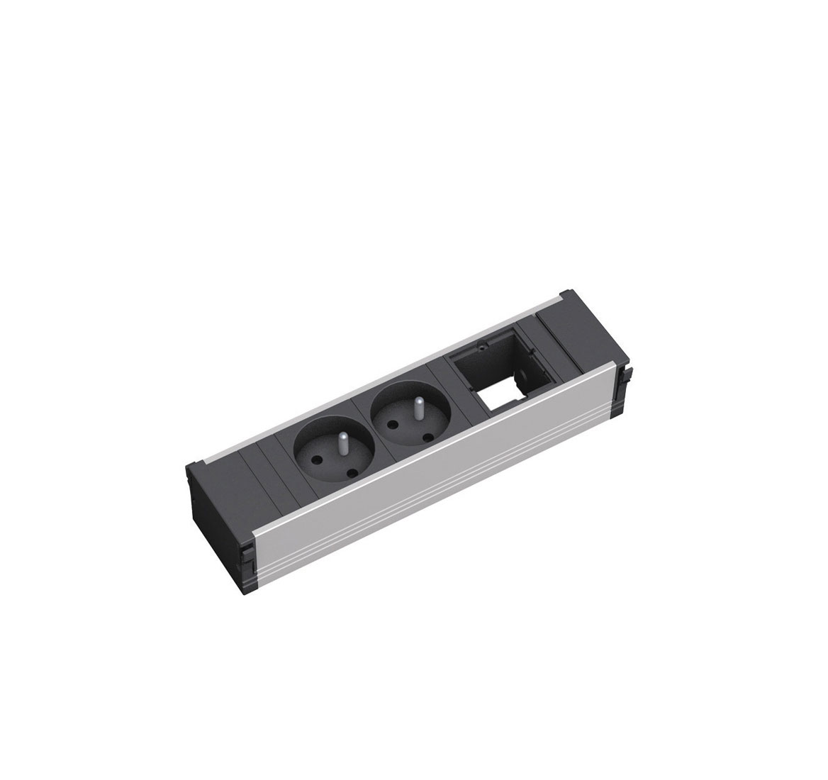 Розетблок 2+1п CONI small  СЕРО-ЧЕРНЫЙ