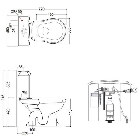 Унитаз-моноблок Kerasan Retro 107101 схема 2