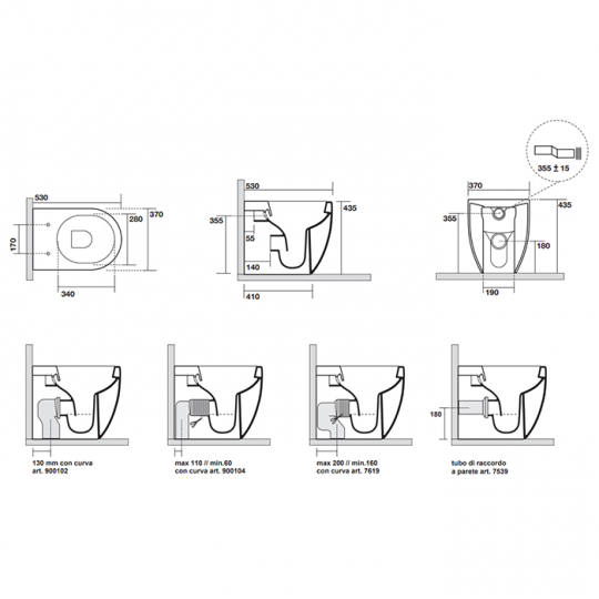 Унитаз напольный Kerasan Flo 310901, безободковый схема 2