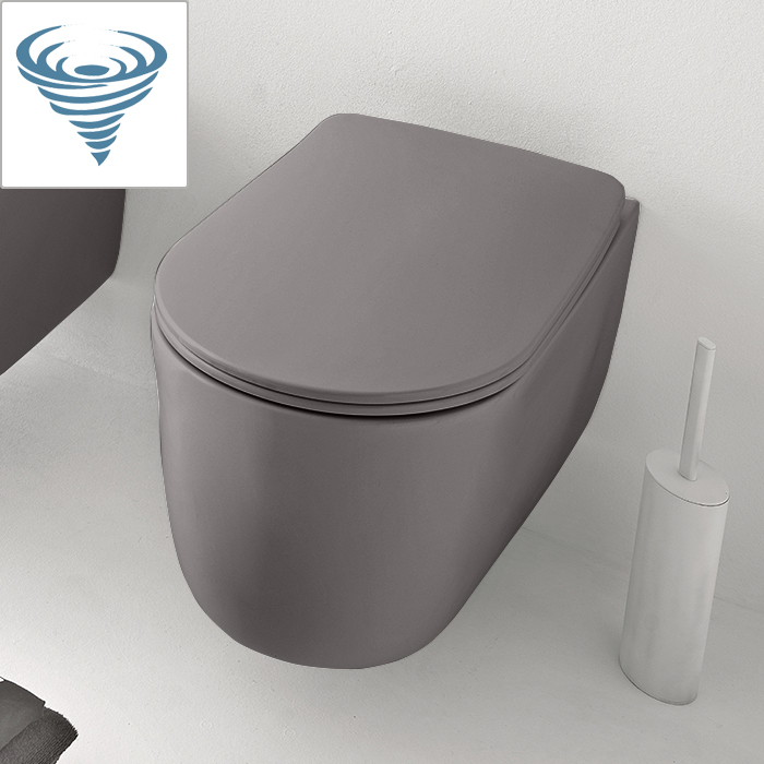 Изображение Унитаз подвесной Kerasan Nolita безободковый, слив Tornado, серый