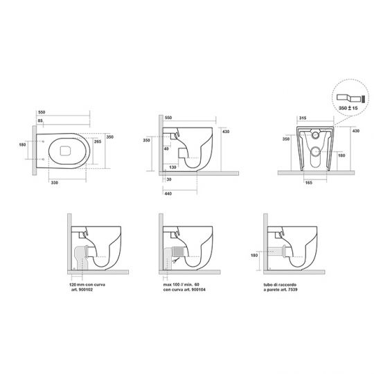 Унитаз напольный Kerasan Nolita безободковый, слив Tornado, белый матовый схема 2