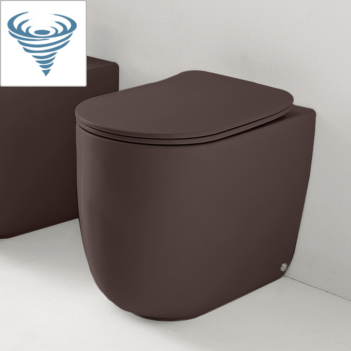 Унитаз напольный Kerasan Nolita безободковый, слив Tornado, коричневый цвет цена от 80 613 ₽ Фото Унитаз напольный Kerasan Nolita безободковый, слив Tornado, коричневый цвет