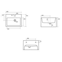 Подвесная раковина Kerasan Lavabi arredo 574011*2, прямоугольная 60x46, 5 см, зеленая схема 2