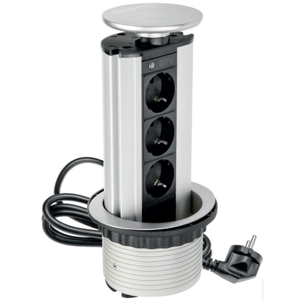 Выдвижной блок розеток GTV AE-BPW3GS (на 3 розетки, подходит для навесных шкафов)