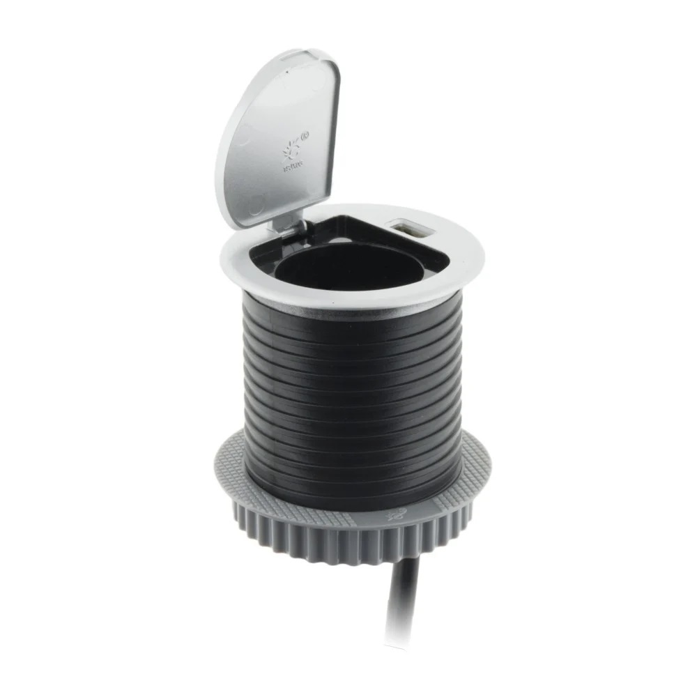 Врезная розетка с крышкой CHIP (на 1 розетку + USB)