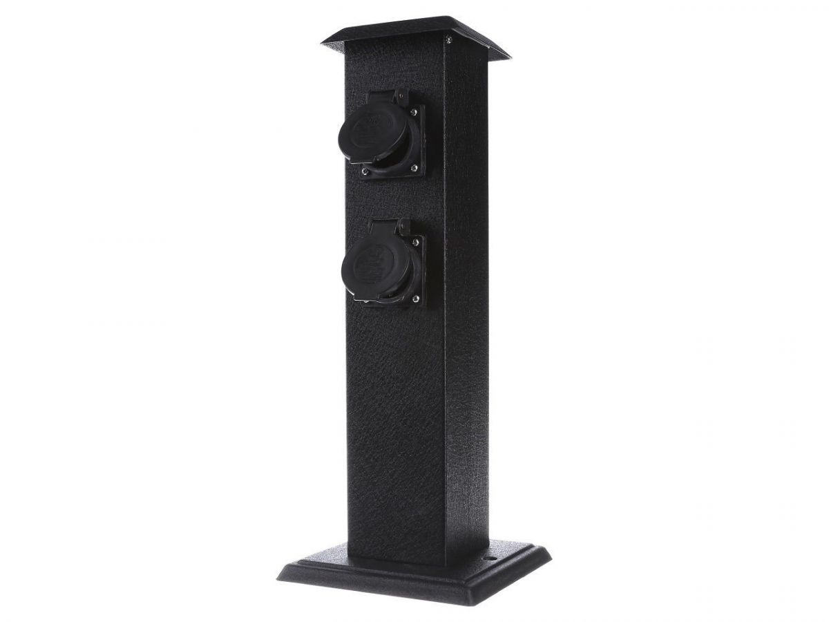 Розетка для улицы, влагозащитная IP44, на 4 EURO розетки с крышками, металлическая, Simple+