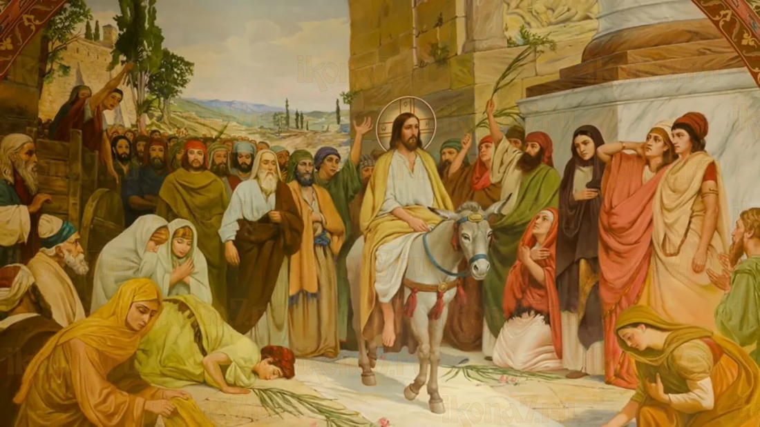 Икона Вход Господень в Иерусалим (рукописная вариант 9)