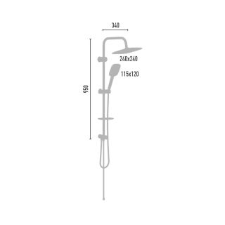 Valtemo Aqua Chrome VS-2536 krom duş setinin istifadə zamanı görünüşü - 115×120 mm əl duşu və 240×240 mm tepe duşu ilə rahat və lüks duş təcrübəsini vurğulayır.