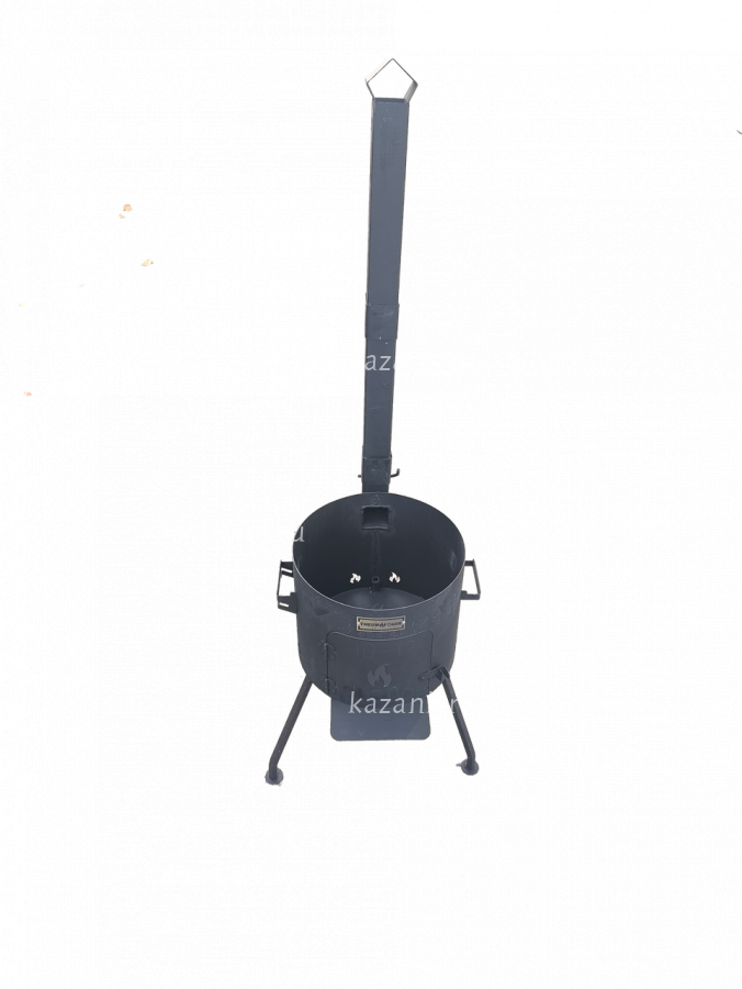 Печь под казан на 16л с дверцей и трубой. d-41см.сталь 3 мм