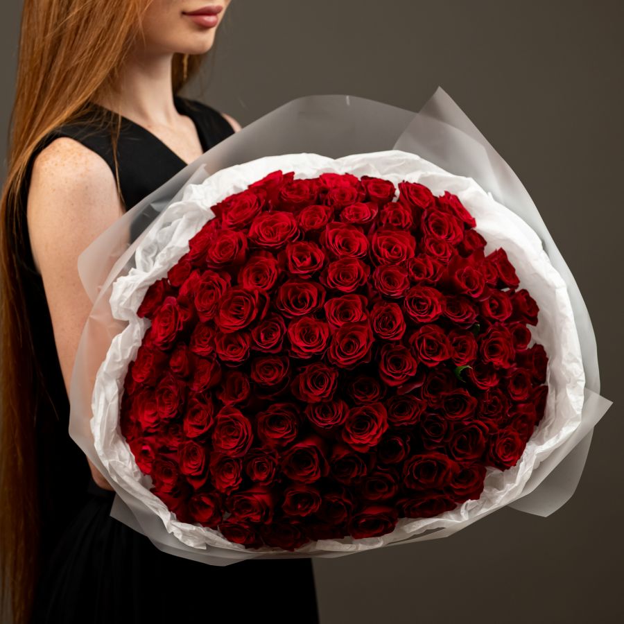 101 красная роза (родос 40см)